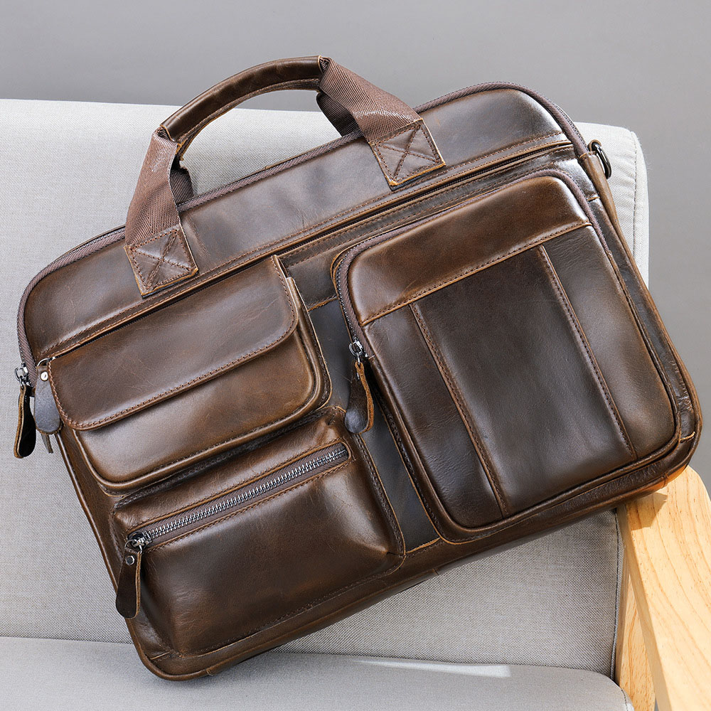 Genuine leather laptop briefcase backpack NFB18 - Image 7