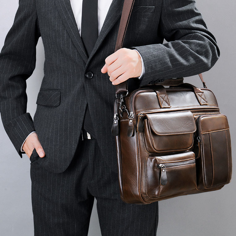 Genuine leather laptop briefcase backpack NFB18 - Image 5