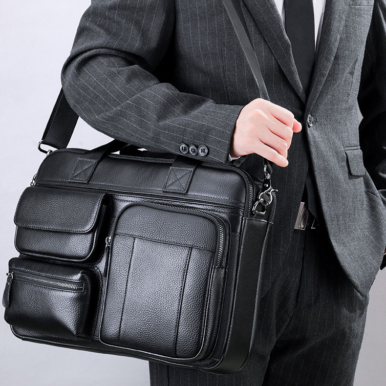 Genuine leather laptop briefcase backpack NFB18 - Image 6