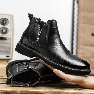 Alternative view of Genuine leather side zipper chelsea boots NFER56