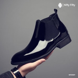 Trendy Patent Leather Chelsea Boots NFE1607