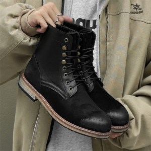 Alternative view of Retro thick soled lace up martin boots NFE775