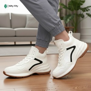 Thick-Soled Height-Enhancing Leather Sneakers NFE482
