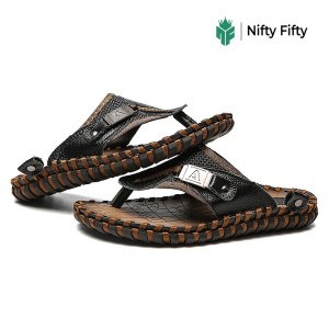 Leather Flip-Flop Slipper Sandals For Men NFER1590